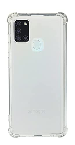 QUITECO Funda Transparente para Samsung Galaxy A21S, Carcasa Protectora Antigolpes, Protección de Bordes con Esquinas Reforzadas