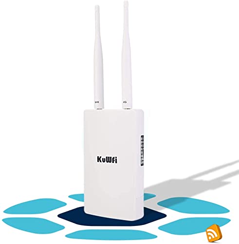Router 4G SIM, KuWFi Router 4G LTE 150 Mbps WiFi 300 Mbps, Puerto Ethernet LAN/WAN, Cobertura WiFi Exterior con 2 Antenas extraíbles, Funciona con Simyo Vodafone Jazztel telefónica Simyo
