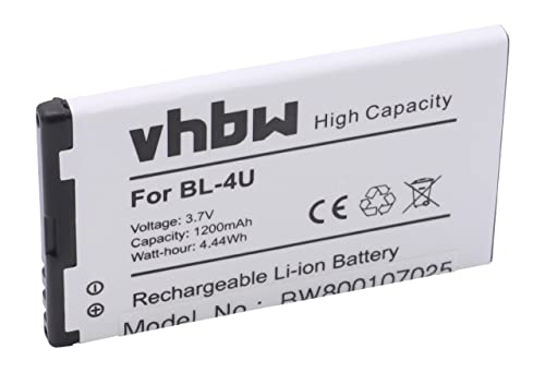 Batería Li-Ion Marca vhbw 1200mAh (3.7) para móviles Nokia C5-03, C5-04, C5-05, C5-06, C5-3, E66, E75, N515 Sustituye: BL-4U, N4U85T,Entre Otros.