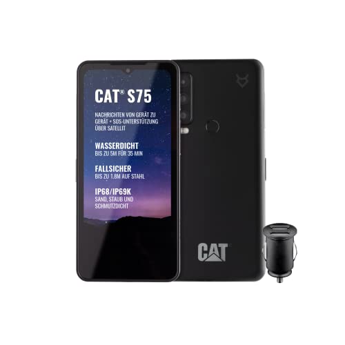Cat S75 - Smartphone 5G Resistente con conexión satélite (IP68 e IP69K, MIL Spec 810H, Pantalla FHD+ 120 Hz, procesador Octa Core de 2 GHz, batería de 5000 mAh, 6 GB/128 GB, Android 12), Color Negro