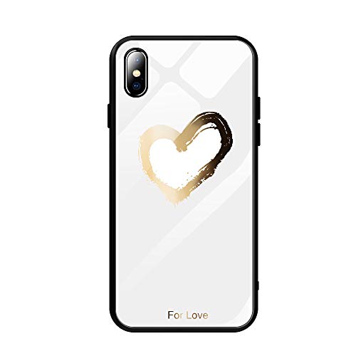 Alsoar Compatible para Samsung Galaxy A20/A30 Funda Vidrio Templado Protectora Trasera Moda Lindo Patrón Silicona TPU Suave Marco Bumper Carcasas Anti-Rasguño Anti-Shock Cubiertas (Amor Blanco)