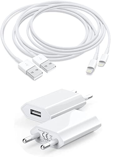 【Apple MFi Certificado】 Cargador para iPhone 13Paquete de 2 Cargadores de Pared USB y Cable Cargador de iPhone de 1 m Compatible con iPhone 13/13 Mini/12/12 Pro /11/ X/XS/XR / 8/7/6, iPad,/Blanco