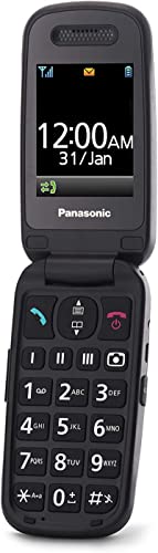 Panasonic KX-TU446EXB Teléfono Móvil Para Personas Mayores (Resistente a Golpes, Cámara, Incluye Auriculares y Cargador, Indicador LED) - Negro