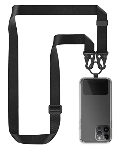 ZhinkArts Cadena universal para teléfono móvil – Cuerda para colgar – Compatible con iPhone – Samsung Galaxy – Huawei – Xiaomi ? Necklace- Negro – Correa de nailon