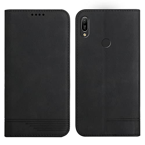 Funda tipo libro compatible con Huawei Y6 2019Y6 Prime 2019Y6Pro 2019Y6SHonor 8A 20198A Pro8A Prime8A 2020, funda de piel sintética de color sólido TPU suave con tarjetero con funda tipo libro