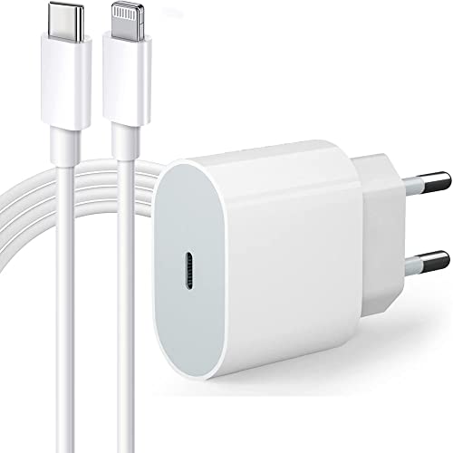 Cargador rápido de Pared para iPhone 20 W【Certificado MFi Apple】Cable de Conector Lightning a USB C 3M Adaptador de Corriente USB-C de 3.0 PD Enchufe de Carga Compatible con 13 Pro/12/11/SE/8/XS/XR/X