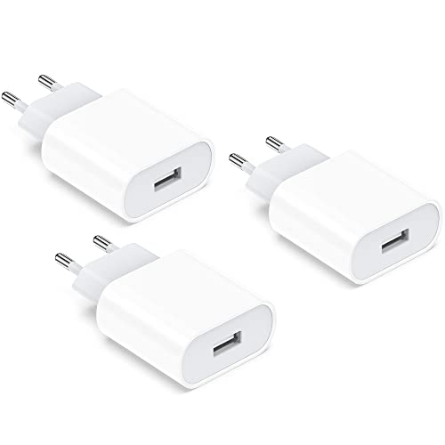 Cargador USB, 3-Pack 5V/1A Enchufe USB Adaptador Pared Universal Corriente Compatible con iPhone 11 X/XS/XS MAX/XR 8 7 6 6S Plus SE 2020 5S, Samsung Galaxy S9 S8 S7, Android,Tableta,Pad