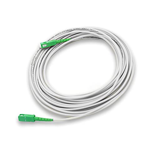 PRENDELUZ Cable Fibra ÓPTICA Universal - Color Blanco SC/APC a SC/APC monomodo simplex 9/125, Compatible con Orange, Movistar, Vodafone, Jazztel. (10 Metros)