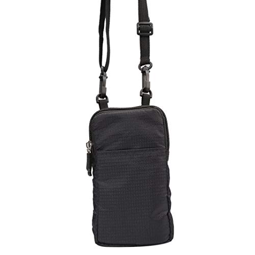Youkii Mini bolso universal para cinturón, bolso bandolera, bolso de hombro pequeño, bolso de hombro para bolso de muñeca o teléfono móvil de menos de 6 pulgadas, color negro, Negro , 6.0“