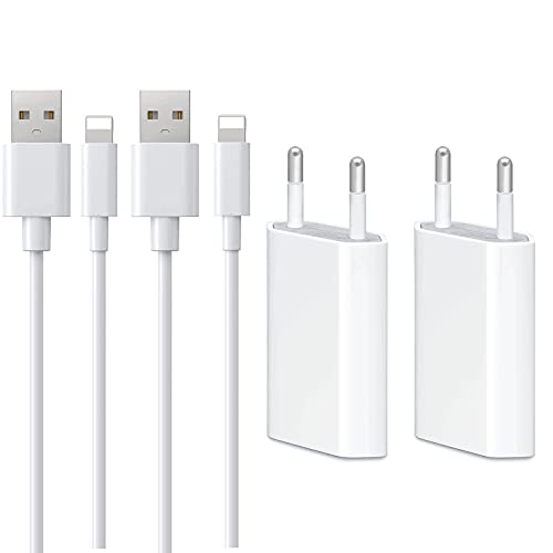 Cargador iPhone, ASENTER 4-Pack USB Lightning Cable [Certificación MFI] Enchufe Movil de Pared Adaptador Replacement for iPhone XS MAX/XR/X/12 Pro/Mini/11/8 Plus/7/6/5/SE 2020