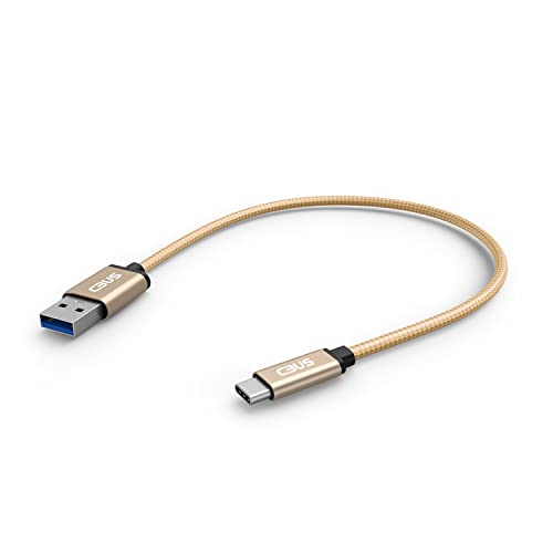 CBUS - Cable USB A a USB C de Carga Rápida para Xiaomi Mi 10/10 Lite/10T/11, Lite y Ultra, POCO F3/M3 Pro/X3 NFC/X3 Pro, Redmi 9/9A/9AT/9C/9T, Redmi Note 8/8 Pro/9/9 Pro/9S/9T - Oro - 25cm.