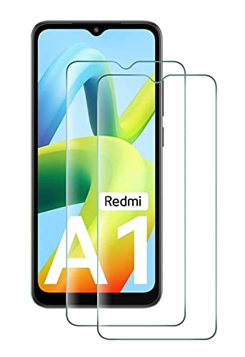 Cracksin [2 unidades] Protector de pantalla de cristal compatible con Xiaomi Redmi A1, película de dureza 9H, película blindada sin arañazos, vidrio anti-aceite, antiburbujas, película de pantalla HD