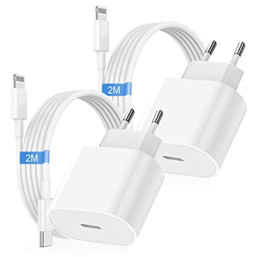 【Paquete de 2】 Cargador rápido USB-C de 20W para Apple iPhone, con Cable de Carga USB-C de 6,6 pies para iPhone 14/13/12/XS/XR/iPad/AirPods Pro, Compatible con Todas Las Versiones del Sistema iOS.