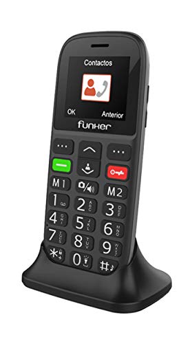 Funker C65 Easy Plus -Teléfono Móvil, Fácil De Usar para Personas Mayores con Botón SOS y Base Cargadora, Cámara De Fotos y Agenda con Fotocontactos (Negro)