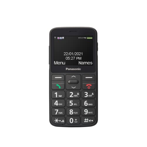 Panasonic Teléfono Móvil de Fácil Uso KX-TU160EXB- Botón SOS, Teclas Grandes retroiluminadas, Compatibilidad Audífonos, Larga Duración, Bluetooth (Negro)