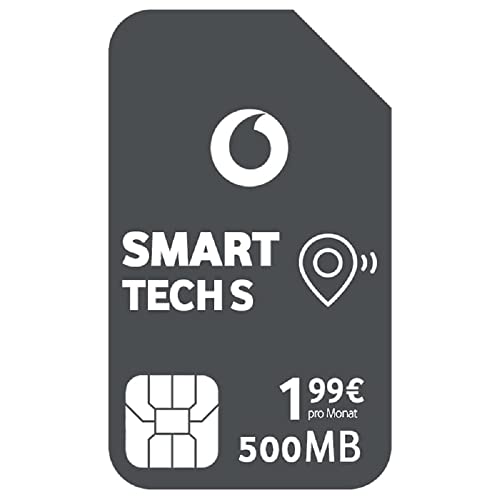 Vodafone Smart Tech S, 500 MB de Datos, para Dispositivos Inteligentes, GPS, telemetría, Sistemas de Alarma (no para Smartphones, tabletas, sin Llamadas de Voz) ABO 24 Meses, IoT, M2M SIM