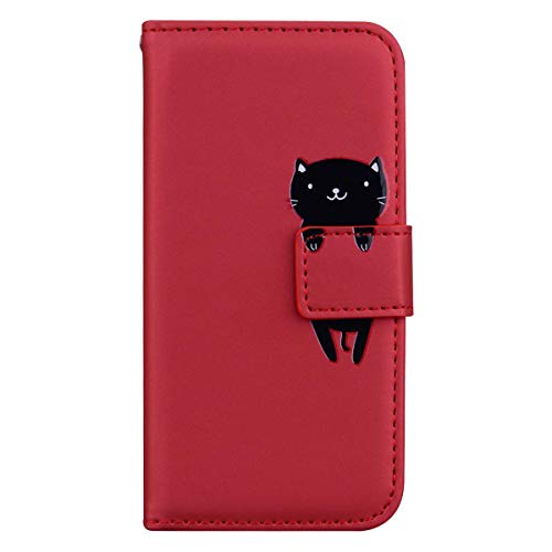 Jajacase Funda Folio Samsung Galaxy A71 Fundas - Carteras Carcasa Accesorios PU Cuero Flip Cover Phone Case Protectora con Soporte, Bolsillo para Tarjetas y Cierre Magnético - Rojo