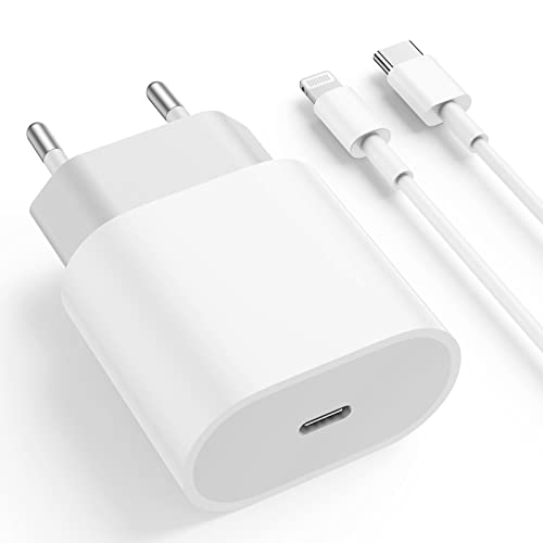 Cargador iPhone 20W 【Certificado MFi Apple】 Cargador Rápido USB-C y Cable Lightning Carga Rápida 2M PD 3.0 Tipo C Carga Enchufe Pared Charger Adaptador Corrient para iPhone 14/13/12/11/X/XS/XR/8/iPad