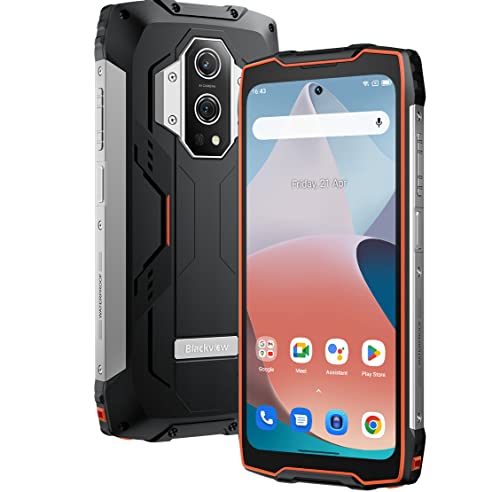 Blackview BV9300 Smartphone Resistente(Telémetro láser de 40M), Batería 15080mAh, 21GB+256GB, 6.7'' 120Hz 2.3K Pantalla, Cámara 50MP+32MP, IP68 Android 12 Teléfono Móvil Impermeable, NFC Naranja