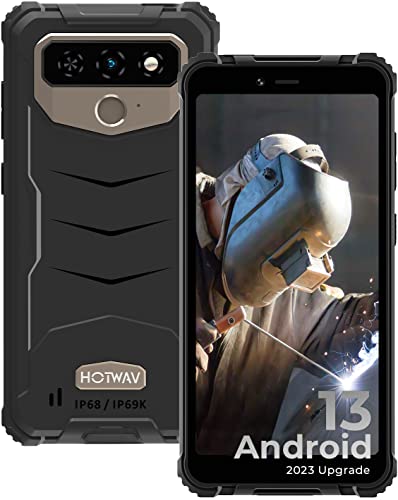 HOTWAV T5 MAX Móvil Resistente 2023 Android 13 Teléfono Moviles Indestructible, 6''HD 6050mAh Movil Rugerizado IP68 4GB+64GB 1TB Expandible 13MP NFC 4G Doble SIM Smartphone Indestructible (Gris)