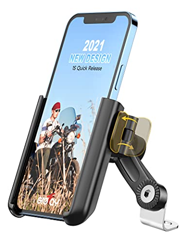 Grefay Soporte Teléfono Motocicleta Movil Moto Desmontaje Rápido 1S Espejo Retrovisor con 360 ° Giratorio ​​para Teléfonos Inteligentes de 3.5-7.0 Pulgadas