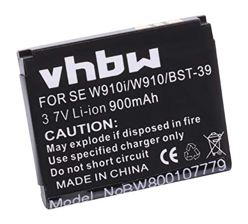 vhbw batería reemplaza Sony-Ericsson BST-39 para Smartphone (900mAh, 3,7V, Li-Ion)