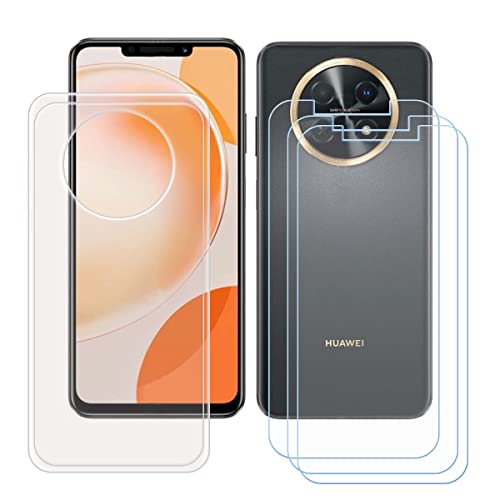 YZKJSZ Funda para Huawei Nova Y91 + 3 Piezas Protector de Pantalla Cristal Templado Film Película,Silicona Trasparente Carcasa TPU Suave Caso Case para Huawei Nova Y91 (6.95