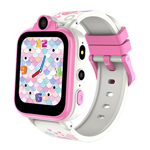 Smartwatch, Reloj Inteligente Niño Niña, Haga y Responder Llamadas Dual Camera, Calculadora Despertador, 18 Juegos 16 Funciones, Compatible con Tarjetas Nano SIM 2G, Apto para Niños Mayores de 4 años