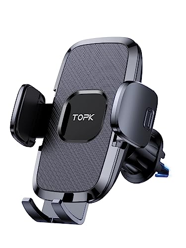 TOPK 360° Rotación Soporte Teléfono Coche para Rejilla del Aire Ventilación, Universal Sujetador Movil, para iPhone Samsung Huawei Xiaomi Smartphone/GPS 4.0-6.7 Pulgadas