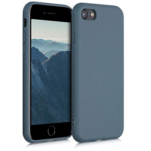 kalibri Carcasa Compatible con Apple iPhone SE (2022) / iPhone SE (2020) / iPhone 8 / iPhone 7 - Funda de TPU y Trigo Natural ecológico - Pizarra Oscura