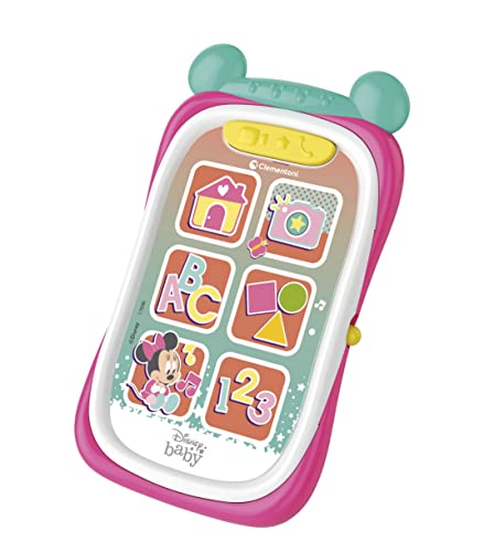 Clementoni Disney Baby Minnie-Teléfono de Juguete para niños de 9 Meses, Primer Smartphone, Juego electrónico Educativo, Multicolor (17696)