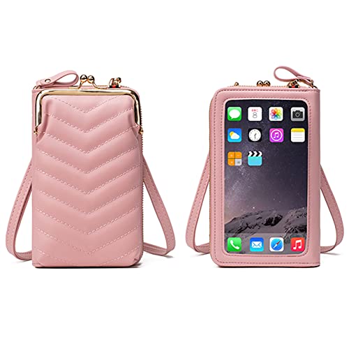 KONFEN Bolsos Bandolera para Mujer, Cuero PU Carteras Bolso de Teléfono Pantalla Táctil Bolso Movil Portamoviles con Ranura y Correas Ajustables Desmontables, Guardar Móvil de Hasta 6.1