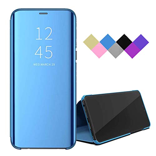 BRAND SET Funda para Motorola Moto G8 Power Smart Mirror Flip Cover Funda Ultrafina para Teléfono a Prueba de Golpes con Función de Soporte Adecuado Carcasa para Motorola Moto G8 Power-Azul