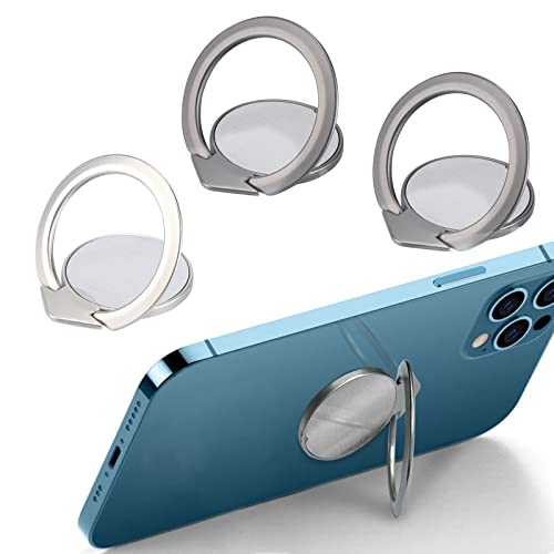 3 Piezas Anillo Soporte para Movil,360 Grados de Rotación,Anillo para Teléfono Móvil Ultrafino para Todos Smartphone (Negro+Negro+Gris)