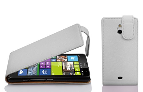 Cadorabo Funda para Nokia Lumia 1320 in Blanco MAGNESIO - Cubierta Proteccíon Estilo Flip de Cuero Sintético Estructuro - Etui Case Cover Carcasa