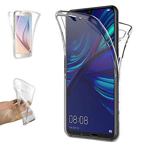 REY - Funda Carcasa Gel Transparente Doble 360º para Huawei P Smart 2019, Ultra Fina 0,33mm, Silicona TPU de Alta Resistencia y Flexibilidad