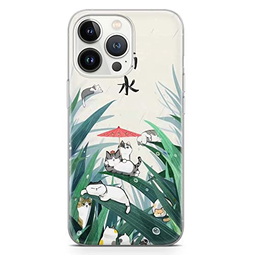 Mareena Cat - Funda de teléfono compatible con iPhone 14 Pro Max, funda de gel flexible personalizada con diseño japonés y fundas protectoras delgadas para teléfono
