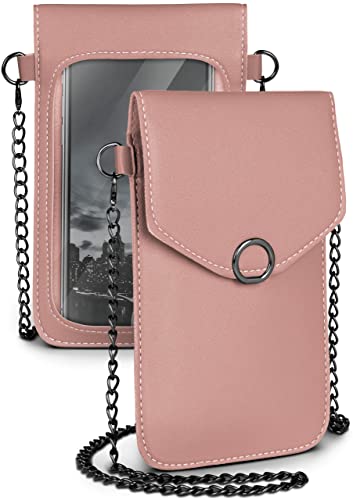 moex Bolso bandolera para todos los iPhone de Apple – Bolso pequeño para mujer con compartimento separado para teléfono móvil y ventana – Bolso cruzado color rosa