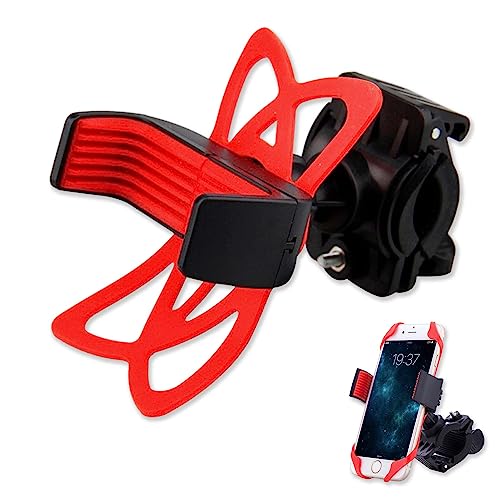 Soporte Movil Bicicleta Universal Ajustable, Soporte Movil Moto con Giro 360º. Soporte Telefono Moto. Soporte Smartphone, GPS, con Mandíbulas Fuertes Silicona Antivibración para Buena Sujeción.