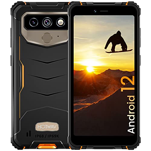 HOTWAV Móvil Resistente T5 Pro Teléfono Moviles Indestructible Android 12, 6''HD 7500mAh Movil Rugerizado IP68IP69K 4GB+32GB 1TB Expandible 13MP 4G Doble SIM Smartphone Indestructible (Naranja)