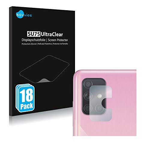 savvies Protector Pantalla compatible con Samsung Galaxy A71 (SÓLO Cámara) (18 Unidades) Película Ultra Transparente