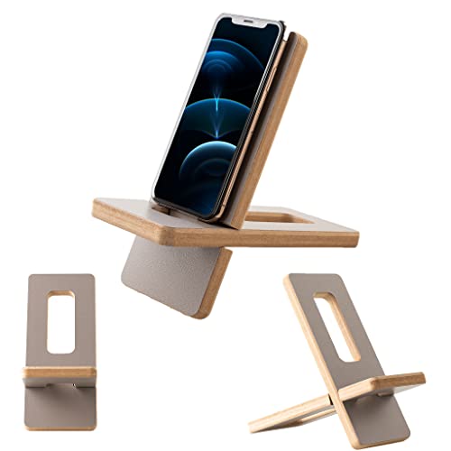Soporte para teléfono móvil de madera (gris), soporte de madera, soporte para teléfono móvil, soporte de mano, regalo de madera