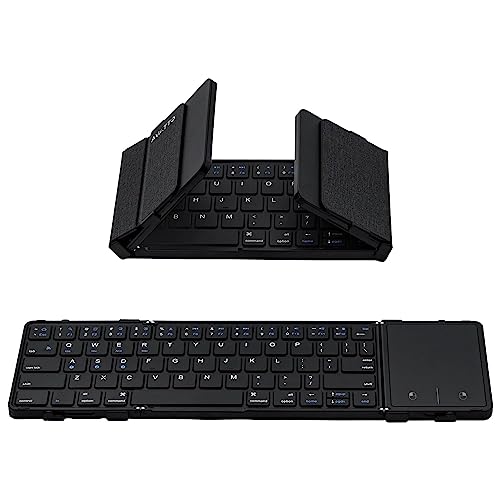 Mcbazel Teclado Plegable Bluetooth con Panel Táctil, Teclado Bluetooth Tri-Plegable de Diseño Inalámbrico para Teléfonos Móviles, Tabletas