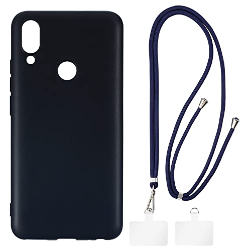 Shantime Meizu - Funda para Note 9 + cordones universales para teléfono celular, correa suave de silicona TPU para Meizu Note 9 (6.2 pulgadas)