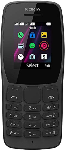 Nokia 110 - Teléfono móvil de 1,77'' (4 MB RAM, 4 MB ROM, Cámara 0.1 MP,  Batería 800 mAh, Dual Sim), Negro [Versión ES/PT]