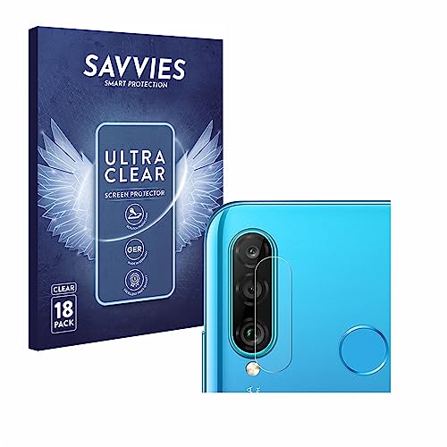savvies Protector Pantalla compatible con Huawei P30 lite New Edition (SÓLO Cámara) (18 Unidades) Película Ultra Transparente