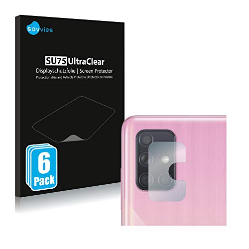 savvies Protector Pantalla compatible con Samsung Galaxy A71 (SÓLO Cámara) (6 Unidades) Película Ultra Transparente