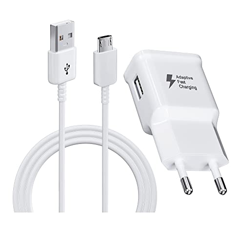 Cargador de Carga rápida AFC 15W 2A con 1.2M Micro USB 2.0 Cable de Carga rápida para Samsung Galaxy S7 Edge S6 Edge S4 S3 A6 J7 J6 J5 J3 Note5/4/2 Tab S Tab S2, Repuesto Original Cargador Rápido