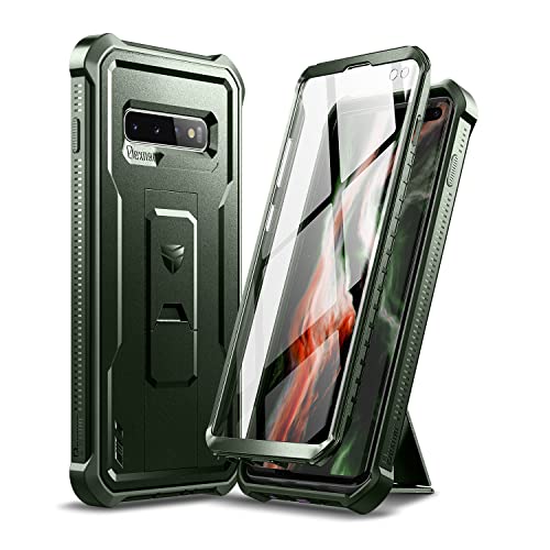 Dexnor Funda para Samsung Galaxy S10+ Plus, Protector de Pantalla Integrado y Soporte de Apoyo, protección de Grado Militar Resistente a Prueba de Golpes para Samsung Galaxy S10 Plus Verde