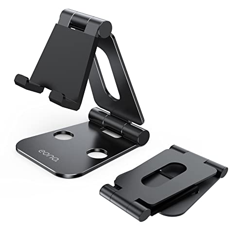 Amazon Brand - Eono Soporte Tableta Plegable Ajustable - Soporte Teléfono Base Portátil para Escritorio, Compatible con iPad Pro 9.7/10.2/10.5, iPad Air/Mini 2 3 4, Nexus, más Tabletas - Negro